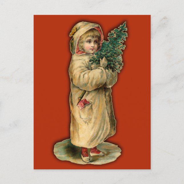Victorian Christmas Cards Child with Tree (Front)