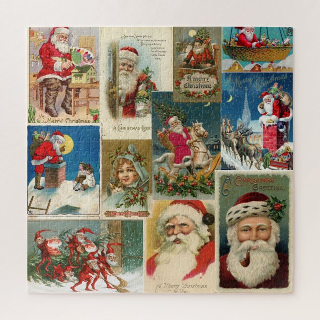 Victorian Christmas Cards Featuring Santa Claus Jigsaw Puzzle (Vertical)