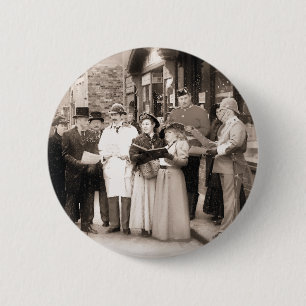 VICTORIAN CHRISTMAS CAROL SINGERS 2 INCH ROUND BUTTON