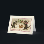 Victorian Christmas Cats Greeting Card<br><div class="desc">Vintage / Victorian Christmas greeting card.  Three adorable cats having a snowball battle!  To Wish You A Merry Christmas!  Perfect for cat and kitten lovers!</div>