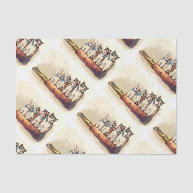 Victorian Christmas Cats Tissue Paper (Front)