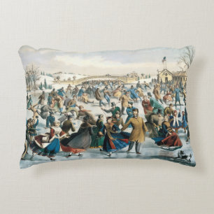 Victorian Christmas Central Park Currier & Ives Accent Pillow