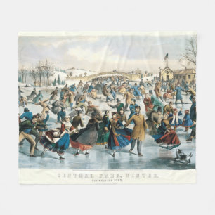 Victorian Christmas Central Park Currier & Ives Fleece Blanket