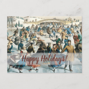 Victorian Christmas Central Park Currier & Ives Holiday Postcard