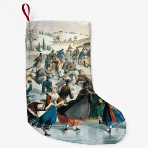 Victorian Christmas Central Park Currier & Ives Small Christmas Stocking