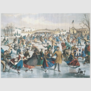 Victorian Christmas Central Park Currier & Ives Tissue Paper
