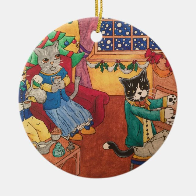 Victorian Christmas Ceramic Ornament (Front)