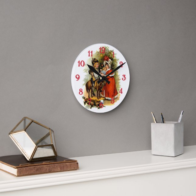 Victorian Christmas Children Round Clock (Office)