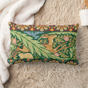 Victorian Christmas Deer and Rabbit - Walter Crane Lumbar Pillow