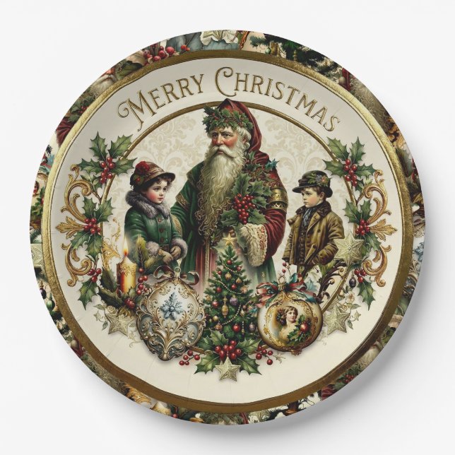Victorian Christmas Elegance  Paper Plate (Front)