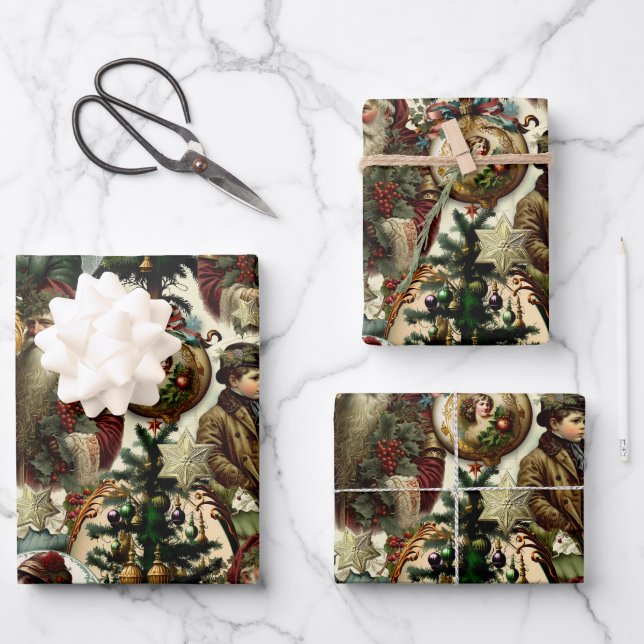 Victorian Christmas Elegance Wrapping Paper Sheet (Front)