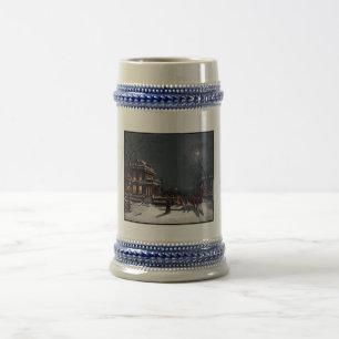 Victorian Christmas Eve Party Winter Carriage Beer Stein
