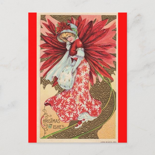 victorian christmas fairy girl postcard (Front)