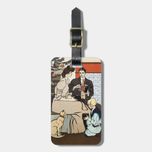 Victorian Christmas Family Antique Camera Art Luggage Tag