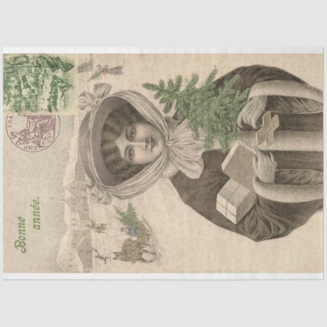 Victorian Christmas Furniture Decoupage Tissue Tissue Paper (Front)