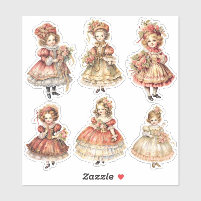 Victorian Christmas Girls Junk Journal Ephemera (Sheet)