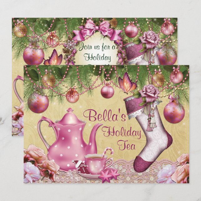 Victorian Christmas Holiday Party Invitation (Front/Back)