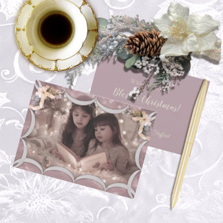 Victorian Christmas Mauve Photo Card