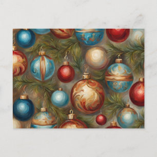 Victorian Christmas Ornaments on Christmas Tree Holiday Postcard