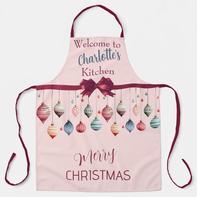 Victorian Christmas Ornaments Personalized Apron (Front)