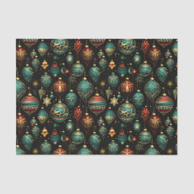 Victorian Christmas Ornaments with Gold Accents  Tissue Paper (Front)