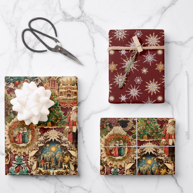 Victorian Christmas Paper Ornaments Collage (Front)
