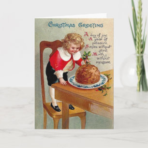 Victorian Christmas Plum Pudding Greeting Card