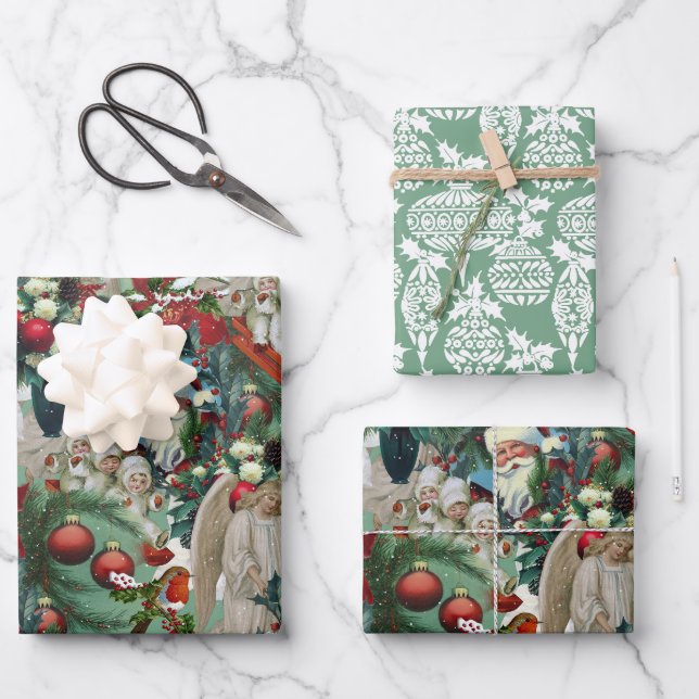 Victorian Christmas Portrait Wrapping Paper Sheet (Front)