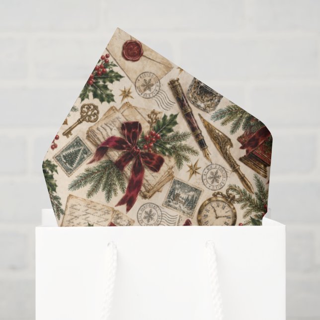 Victorian Christmas Post Office Tissue Paper (Gift Bag)