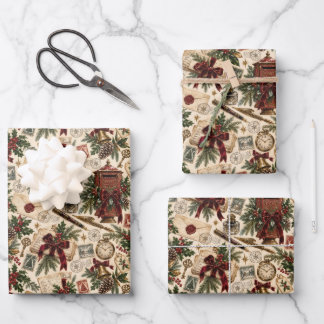 Victorian Christmas Post Office Wrapping Paper Sheet
