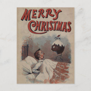 Victorian Christmas Pudding Surprise Holiday Postcard