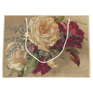 Victorian Christmas Roses Large Gift Bag