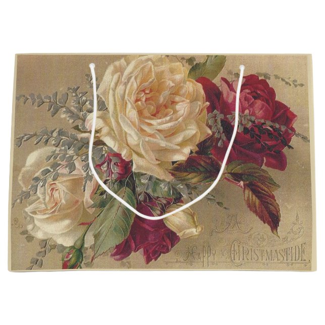 Victorian Christmas Roses Large Gift Bag (Front)