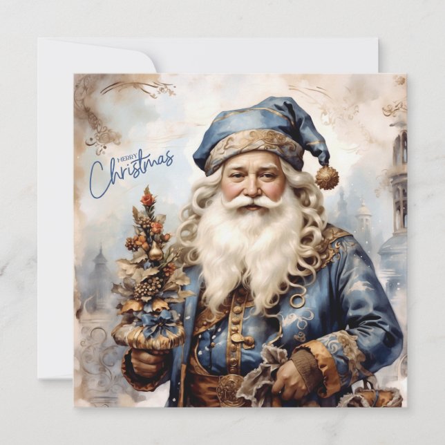 Victorian Christmas Santa Claus Holiday Card (Front)