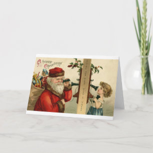 Victorian Christmas Santa Greeting Card
