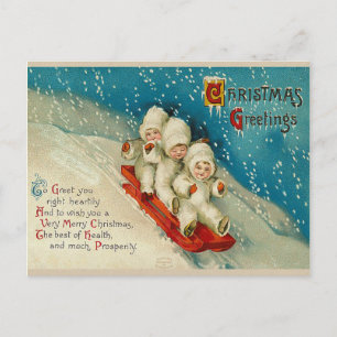 Victorian Christmas Snow Baby Postcards