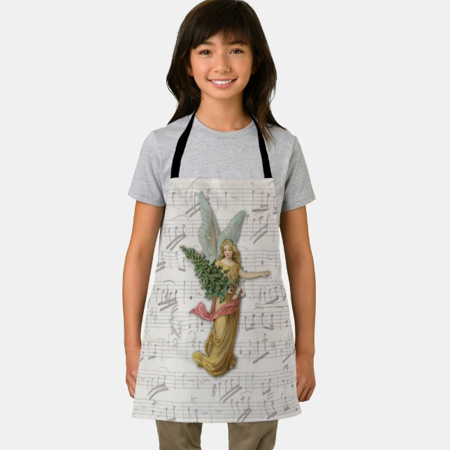 Victorian Christmas Tree Angel Antique Music Sheet Apron (Insitu)