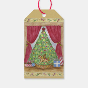 Victorian Christmas Tree Teddy Bear Gift Tags