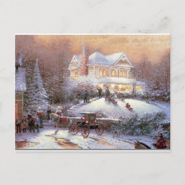 Victorian Christmas Winter Scene Holiday Postcard (Front)