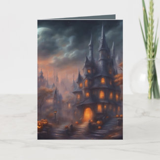 Victorian city Halloween Card