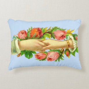 Victorian clasped hands print accent pillow