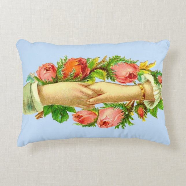Victorian clasped hands print accent pillow (Front)