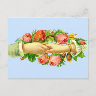 Victorian clasped hands print postcard