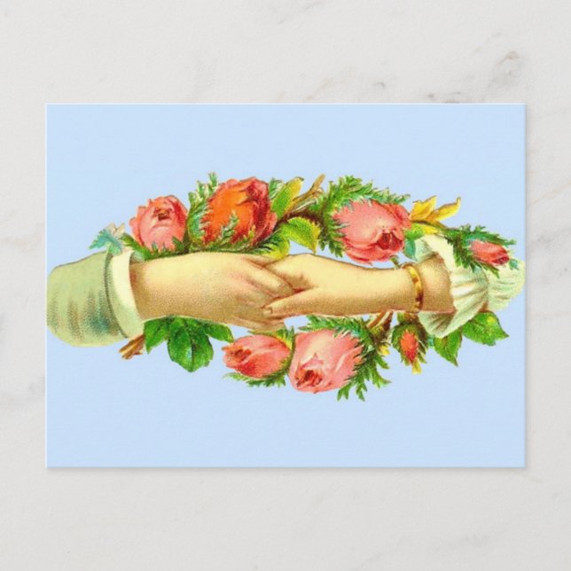 Victorian clasped hands print postcard (Front)