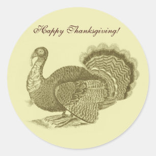 Victorian classic thanksgiving turkey round sticker