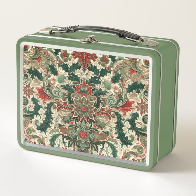Victorian/Classic/Vintage Christmas Metal Lunch Box (Front)