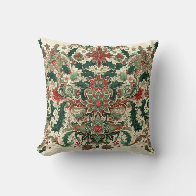 Victorian/Classic/Vintage Christmas Throw Pillow (Front)