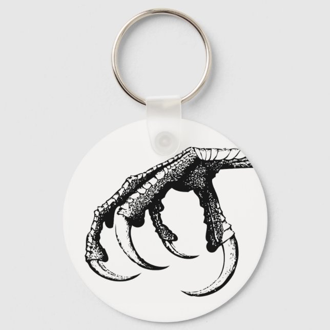 Victorian clawfoot talon black and white keychain (Front)