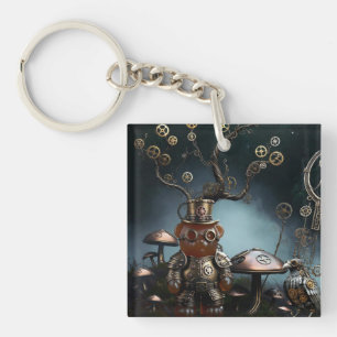 Victorian Clockwork Gummy Bear Mechanical Raven Keychain