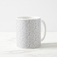 Victorian Cloverleaf Floral, Pale Grey Coffee Mug